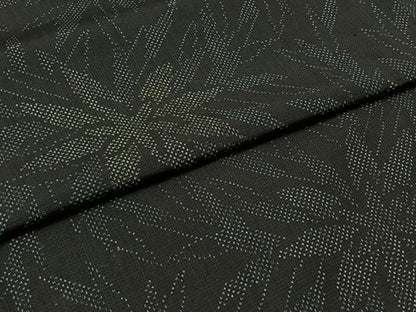 平和屋着物▽上質な紬 単衣 草葉文 正絹 逸品 AABC1704jh