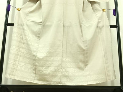 平和屋着物▽訪問着　本塩沢　単衣　横段吉祥文　正絹　逸品　AABC1705jh