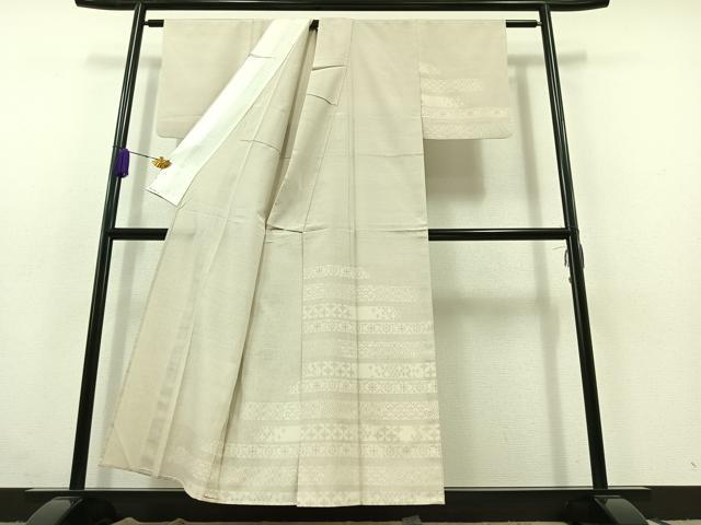 平和屋着物▽訪問着　本塩沢　単衣　横段吉祥文　正絹　逸品　AABC1705jh