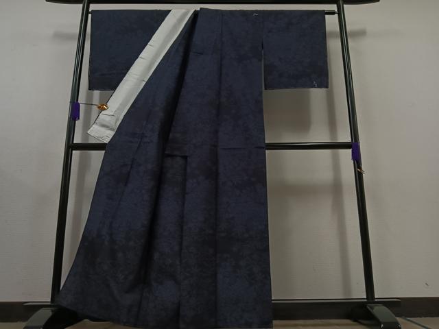平和屋着物▽結城紬 単衣 草花文 正絹 逸品 AABC1709jh
