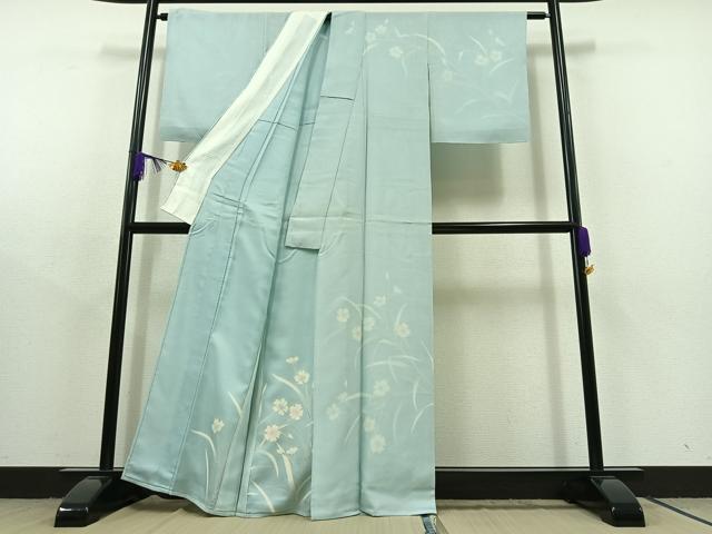 平和屋着物▽訪問着 無双 紗袷 紗×絽 草花文 正絹 逸品 AABC1711jh