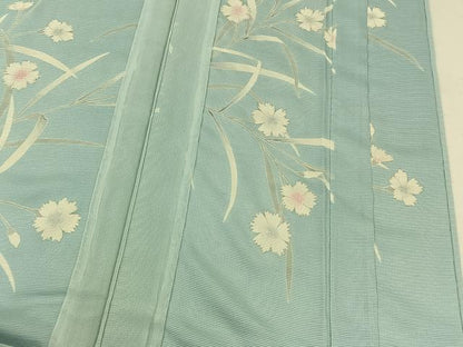 平和屋着物▽訪問着 無双 紗袷 紗×絽 草花文 正絹 逸品 AABC1711jh