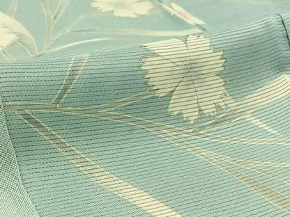 平和屋着物▽訪問着 無双 紗袷 紗×絽 草花文 正絹 逸品 AABC1711jh