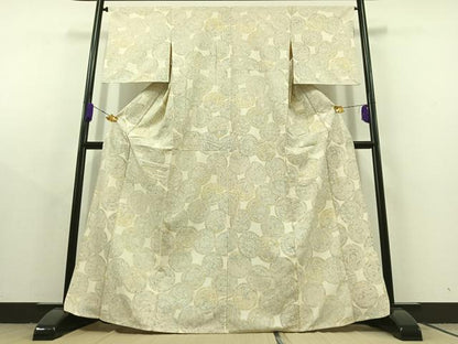 平和屋着物▽上質な紬 単衣 鳥獣花丸文 正絹 逸品 AABC1712jh