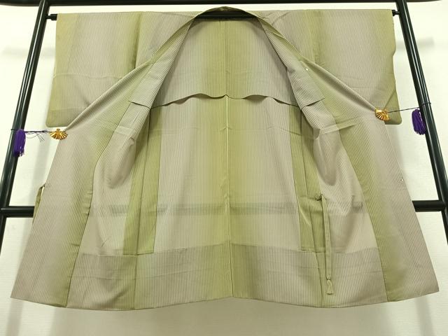平和屋着物▽道行コート スリーシーズン 春夏秋 塵除け 縞 正絹 逸品 AABC1713jh