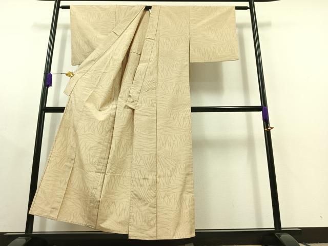 平和屋着物▽上質な紬 単衣 芝文 正絹 逸品 AABC1715jh