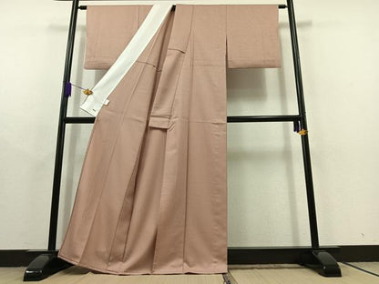 平和屋着物▽東京友禅 熊谷好博子監修 色無地 単衣 薄柿色 三越扱い さんび謹製 洗える着物 AABC1717jh
