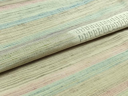 平和屋着物▽上質な紬 単衣 横段文 正絹 逸品 AABC1718jh