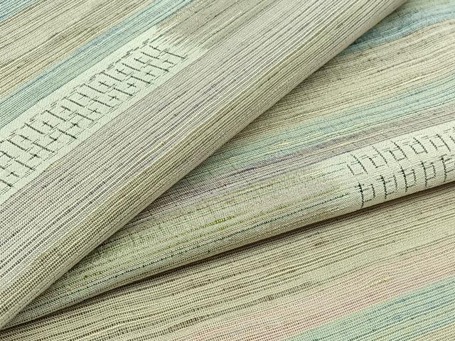 平和屋着物▽上質な紬 単衣 横段文 正絹 逸品 AABC1718jh
