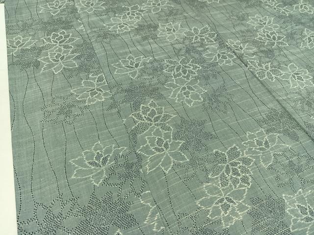 平和屋着物▽上質な紬 単衣 立涌花文 正絹 逸品 AABC1719jh