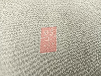 平和屋着物●上質な色無地　作家物　蕎麦切色　鬼しぼ縮緬　正絹　逸品　AABC1724ph
