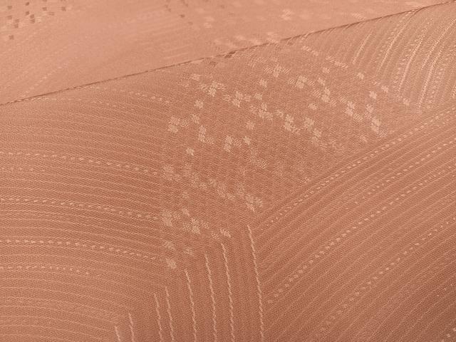 平和屋着物●上質な色無地　霞地紋　鴇がら茶色　正絹　逸品　AABC1725ph