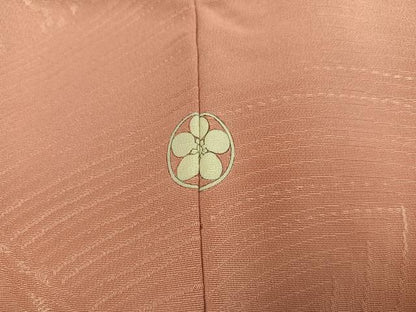平和屋着物●上質な色無地　霞地紋　鴇がら茶色　正絹　逸品　AABC1725ph