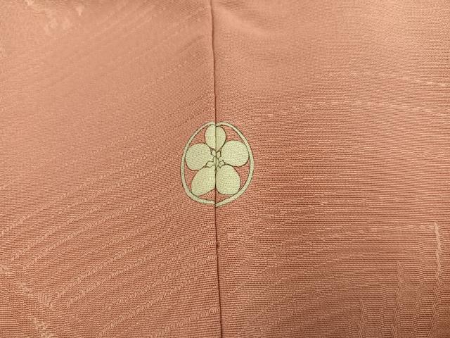 平和屋着物●上質な色無地　霞地紋　鴇がら茶色　正絹　逸品　AABC1725ph