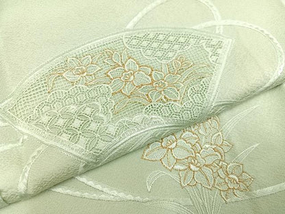 平和屋着物●豪華色留袖 中国三大刺繍 スワトウ刺繍 汕頭刺繍 地紙花文 金糸 正絹 逸品 AABC1733ph