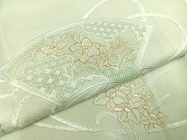 平和屋着物●豪華色留袖 中国三大刺繍 スワトウ刺繍 汕頭刺繍 地紙花文 金糸 正絹 逸品 AABC1733ph