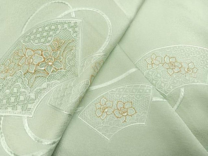 平和屋着物●豪華色留袖 中国三大刺繍 スワトウ刺繍 汕頭刺繍 地紙花文 金糸 正絹 逸品 AABC1733ph