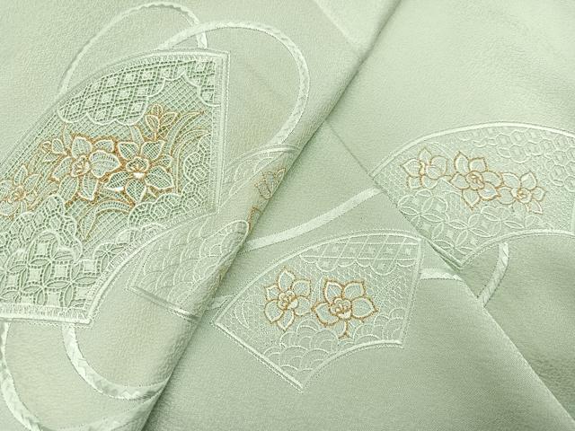 平和屋着物●豪華色留袖 中国三大刺繍 スワトウ刺繍 汕頭刺繍 地紙花文 金糸 正絹 逸品 AABC1733ph
