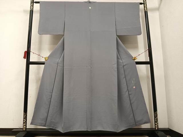平和屋着物●上質な色無地 作家物 草木染 桔梗鼠色 正絹 逸品 AABC1740ph