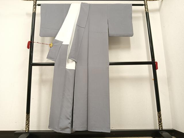 平和屋着物●上質な色無地 作家物 草木染 桔梗鼠色 正絹 逸品 AABC1740ph