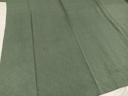 平和屋着物●上質な色無地　紗綾形花地紋　青白橡色　正絹　逸品　AABC1741ph