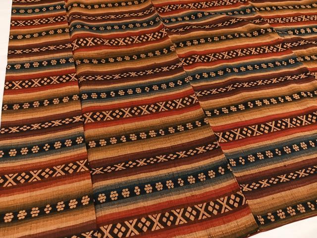 平和屋着物●上質な小紋 紬地 横段花文 正絹 逸品 AABC1744ph
