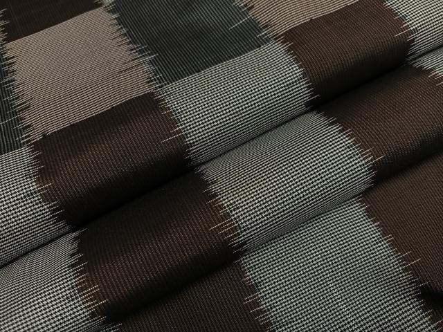 平和屋着物●上質な紬 市松文様 正絹 逸品 AABC1745ph