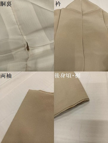 平和屋着物●上質な色無地　白橡色　正絹　逸品　AABC1748ph