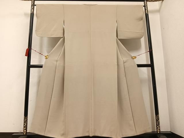 平和屋着物●上質な色無地　白橡色　正絹　逸品　AABC1748ph