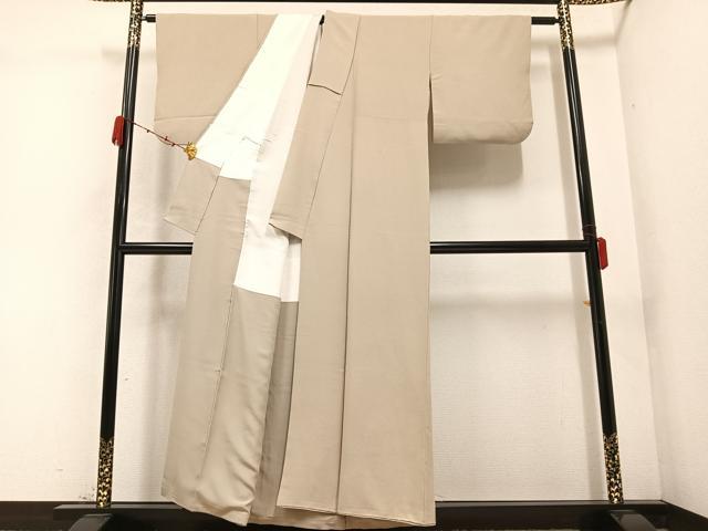 平和屋着物●上質な色無地　白橡色　正絹　逸品　AABC1748ph