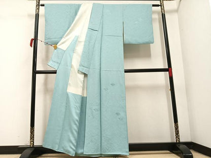 平和屋着物●無地絵羽訪問着 中国三大刺繍 汕頭刺繍 スワトウ刺繍 菱文 白藍色 正絹 逸品 AABC1749ph