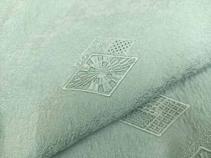 平和屋着物●無地絵羽訪問着 中国三大刺繍 汕頭刺繍 スワトウ刺繍 菱文 白藍色 正絹 逸品 AABC1749ph