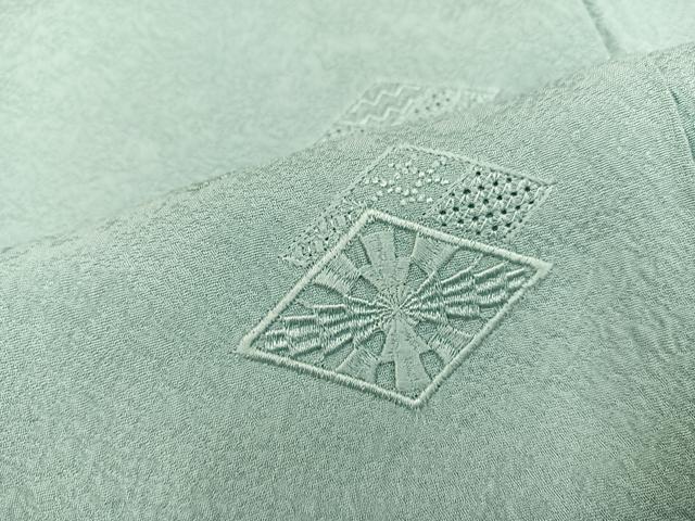 平和屋着物●無地絵羽訪問着 中国三大刺繍 汕頭刺繍 スワトウ刺繍 菱文 白藍色 正絹 逸品 AABC1749ph