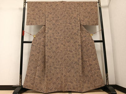 平和屋着物●上質な小紋 草花文 正絹 逸品 AABC1761ph