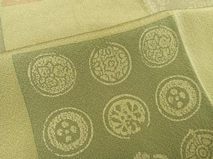 平和屋着物●上質な小紋　市松花文　正絹　逸品　AABC1768ph