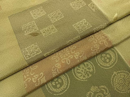 平和屋着物●上質な小紋　市松花文　正絹　逸品　AABC1768ph