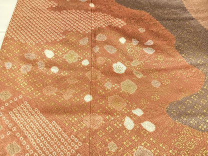 平和屋着物●訪問着　絞り　舞花文　金彩　正絹　逸品　AABC1771ph