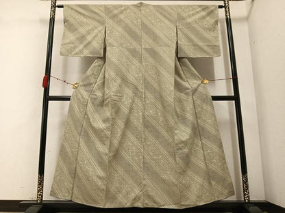 平和屋着物●結城紬　100亀甲　斜縞　やまと誂製　正絹　逸品　未使用　AABC1773ph