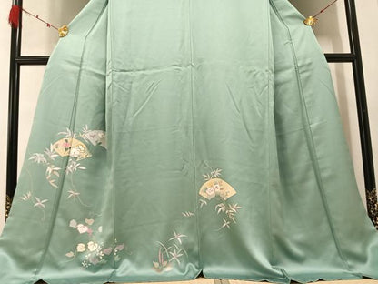 平和屋着物●訪問着 地紙枝花文 葡萄 金彩 ロング丈 正絹 逸品 AABC1779ph