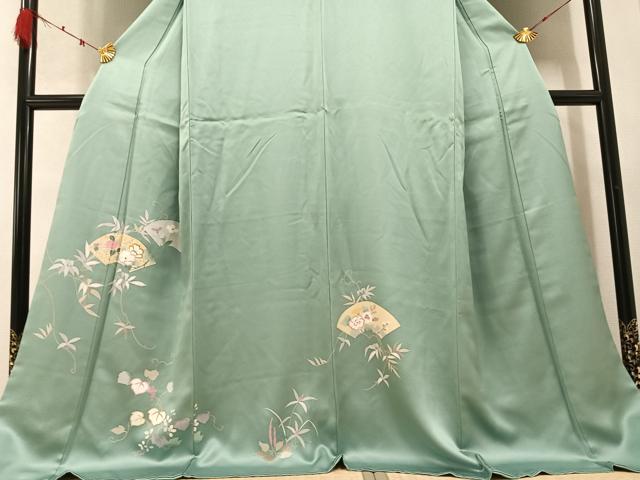 平和屋着物●訪問着 地紙枝花文 葡萄 金彩 ロング丈 正絹 逸品 AABC1779ph