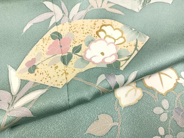 平和屋着物●訪問着 地紙枝花文 葡萄 金彩 ロング丈 正絹 逸品 AABC1779ph