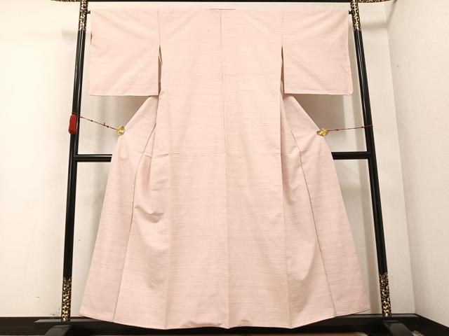 平和屋着物●紅花紬　米沢　霞文　正絹　逸品　未使用　AABC1783ph