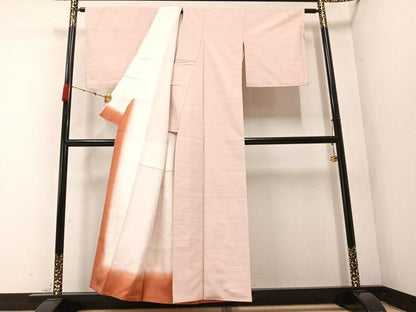 平和屋着物●紅花紬　米沢　霞文　正絹　逸品　未使用　AABC1783ph