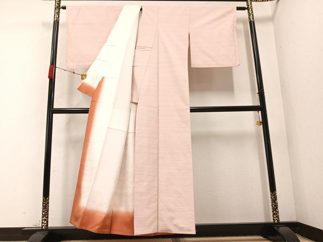 平和屋着物●紅花紬　米沢　霞文　正絹　逸品　未使用　AABC1783ph