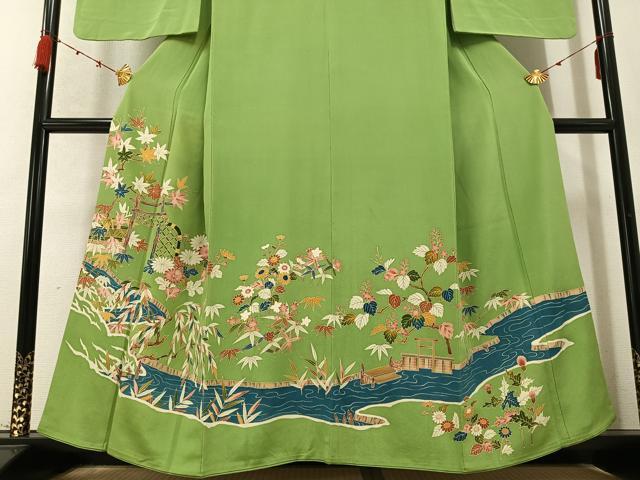 平和屋着物●豪華色留袖 友禅 草花文 正絹 逸品 AABC1785ph