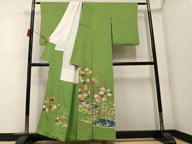 平和屋着物●豪華色留袖 友禅 草花文 正絹 逸品 AABC1785ph