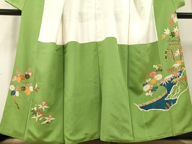 平和屋着物●豪華色留袖 友禅 草花文 正絹 逸品 AABC1785ph