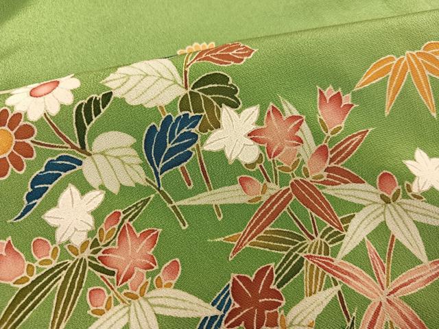 平和屋着物●豪華色留袖 友禅 草花文 正絹 逸品 AABC1785ph