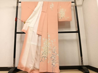平和屋着物●訪問着　友禅　枝花文　暈し染め　正絹　逸品　AABC1786ph