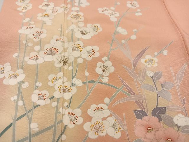 平和屋着物●訪問着　友禅　枝花文　暈し染め　正絹　逸品　AABC1786ph